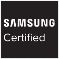 Billede, der viser Samsung-certificeringen af designet til Armagards Samsung OHF/AS/DX udendørs totem